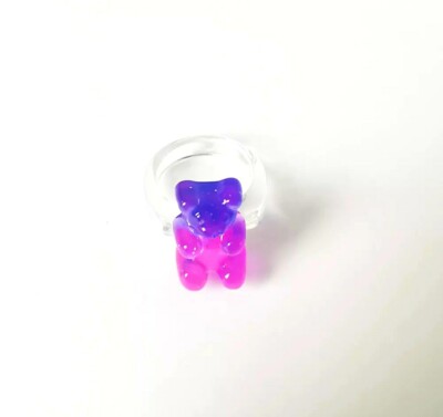 Womens ring, Acrylic Transparent Rasin Bear Ring , Size 7