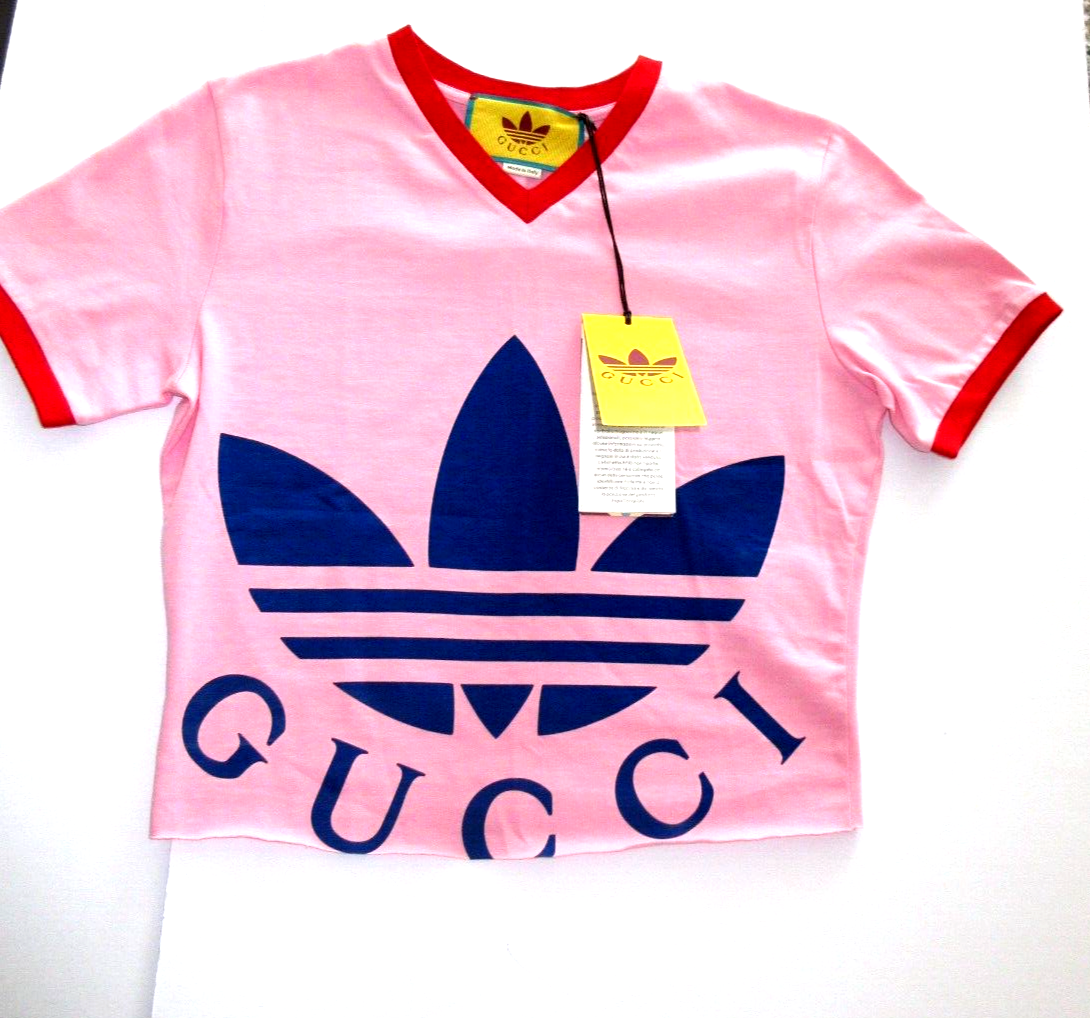 Pre-owned Gucci X Adidas Cropped Pink T-shirt Women's Size Xxs Authentic 693637