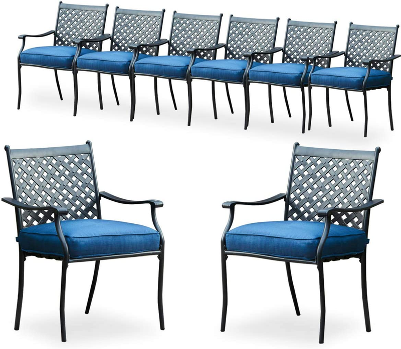 8 Piece Patio Dining Chairs Metal Outdoor Wrought Iron Furniture Dinning Chairs