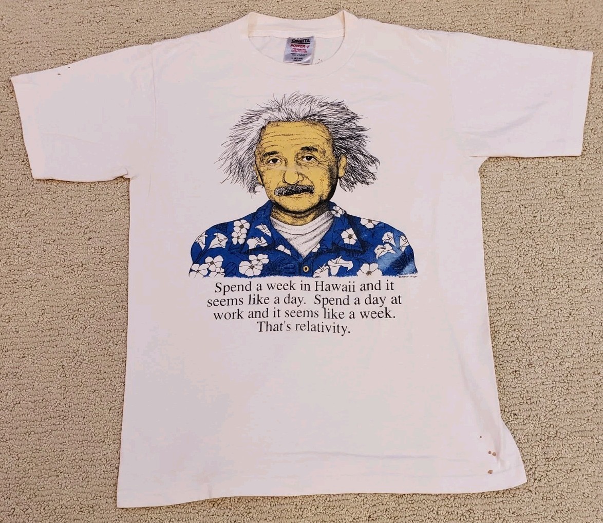 Vtg 90s Albert Einstein Relativity Hawaii Science Funny Humor 80s T Shirt