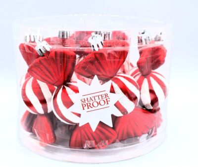 Candy striped cany ornaments 12-pack