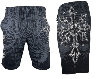 Xtreme Couture By Affliction Men's Short SPARTAN Sweat-short Athletic Skull MMA