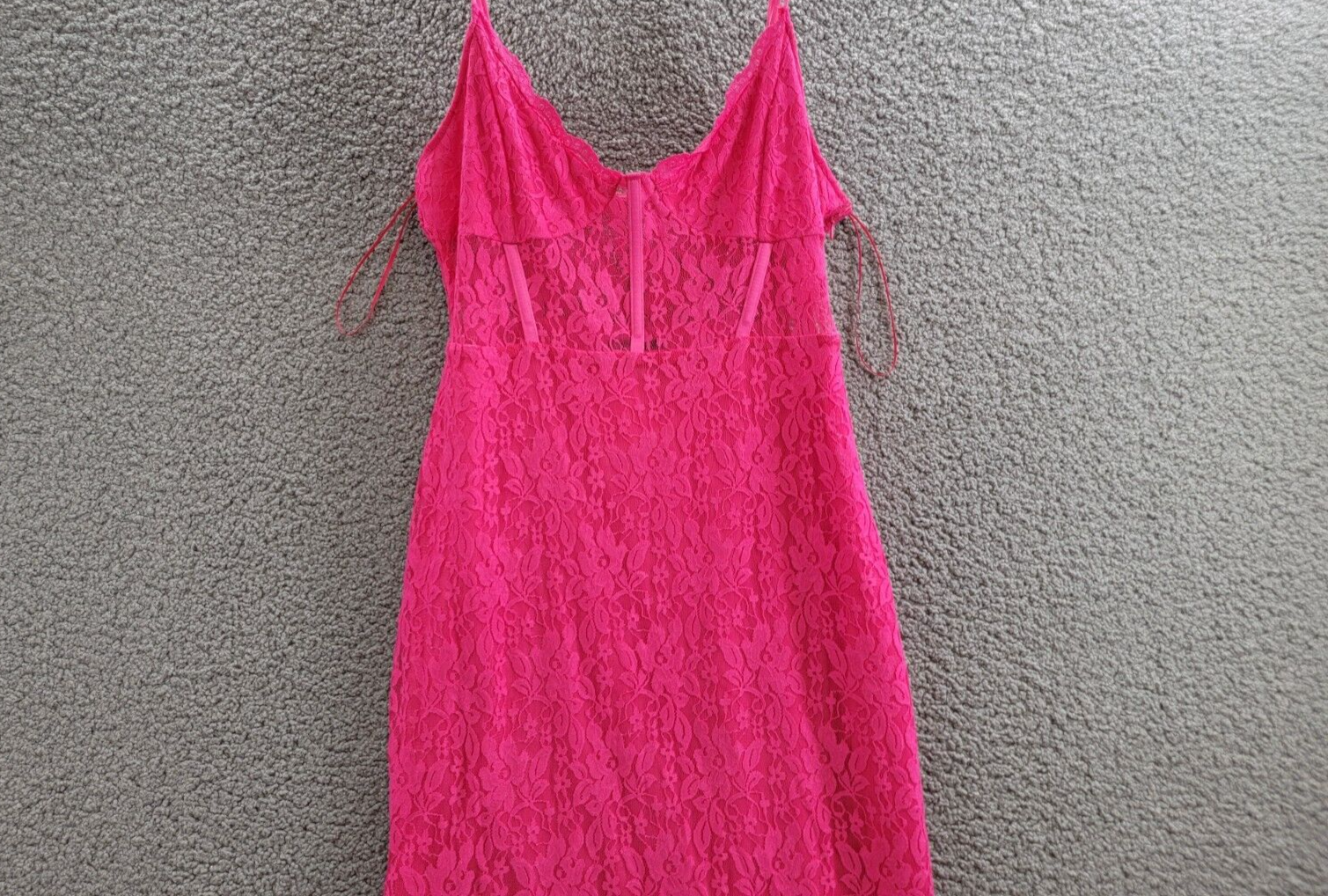 AQUA Lace Corset Slip Dress Women's XL Pink Sweetheart Neck Side Zip Closure - Picture 3 of 14