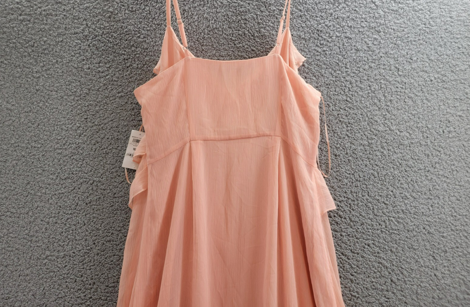 Bar III Trendy Plus Size Ruffled Chiffon Maxi Dress Women's 16W Warm Coral Sheer - Picture 10 of 15