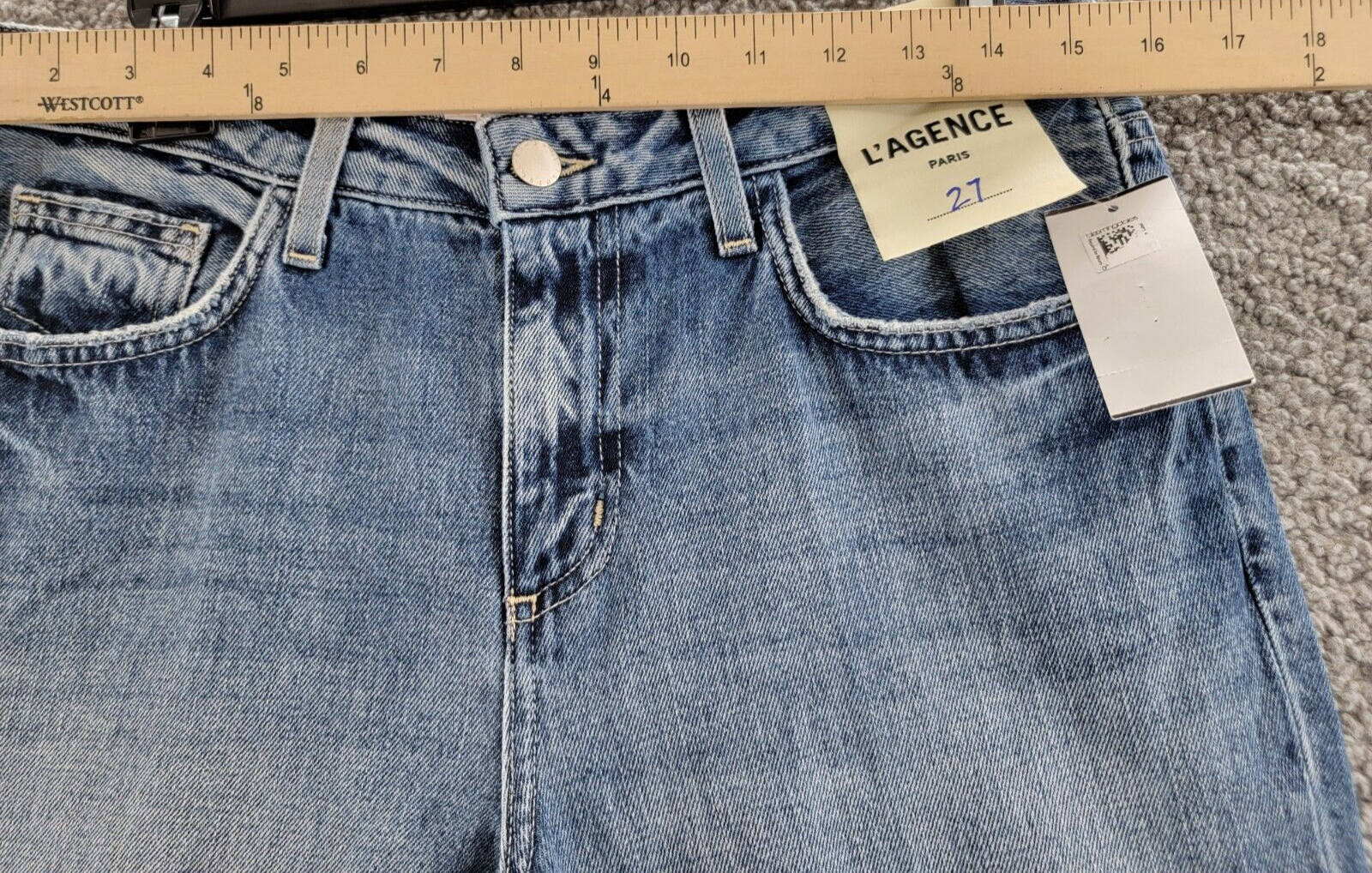 L'AGENCE Milana Mid Rise Straight Jeans Women's 27 Granada Button Zip Closure - Picture 5 of 18