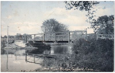 Postcard CT Fairfield Mill River Bridge UDB A6