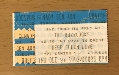 1993 THE BUZZCOCKS DALLAS CONCERT TICKET STUB SPIRAL SCRATCH TIME'S UP