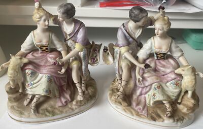 GERMAN PASTORAL ROCOCO PORCELAIN COUPLE FIGURINES LOT OF (2)