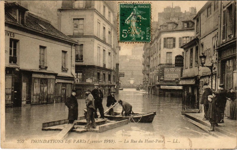 Cpa Inondations Paris 1910 Rue Du Haut-PavÃ© (972180)