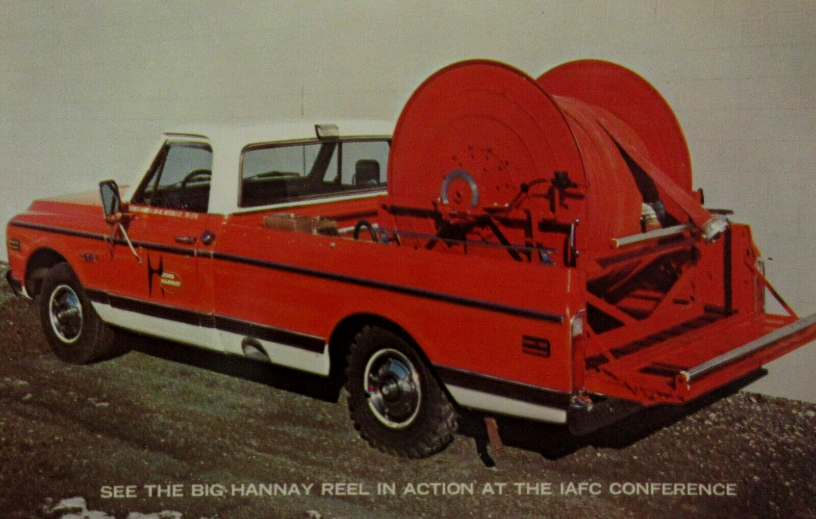 Vintage Fire Fighting Equipment Apparatus Hannay Hose Reel Advertising Card 1973