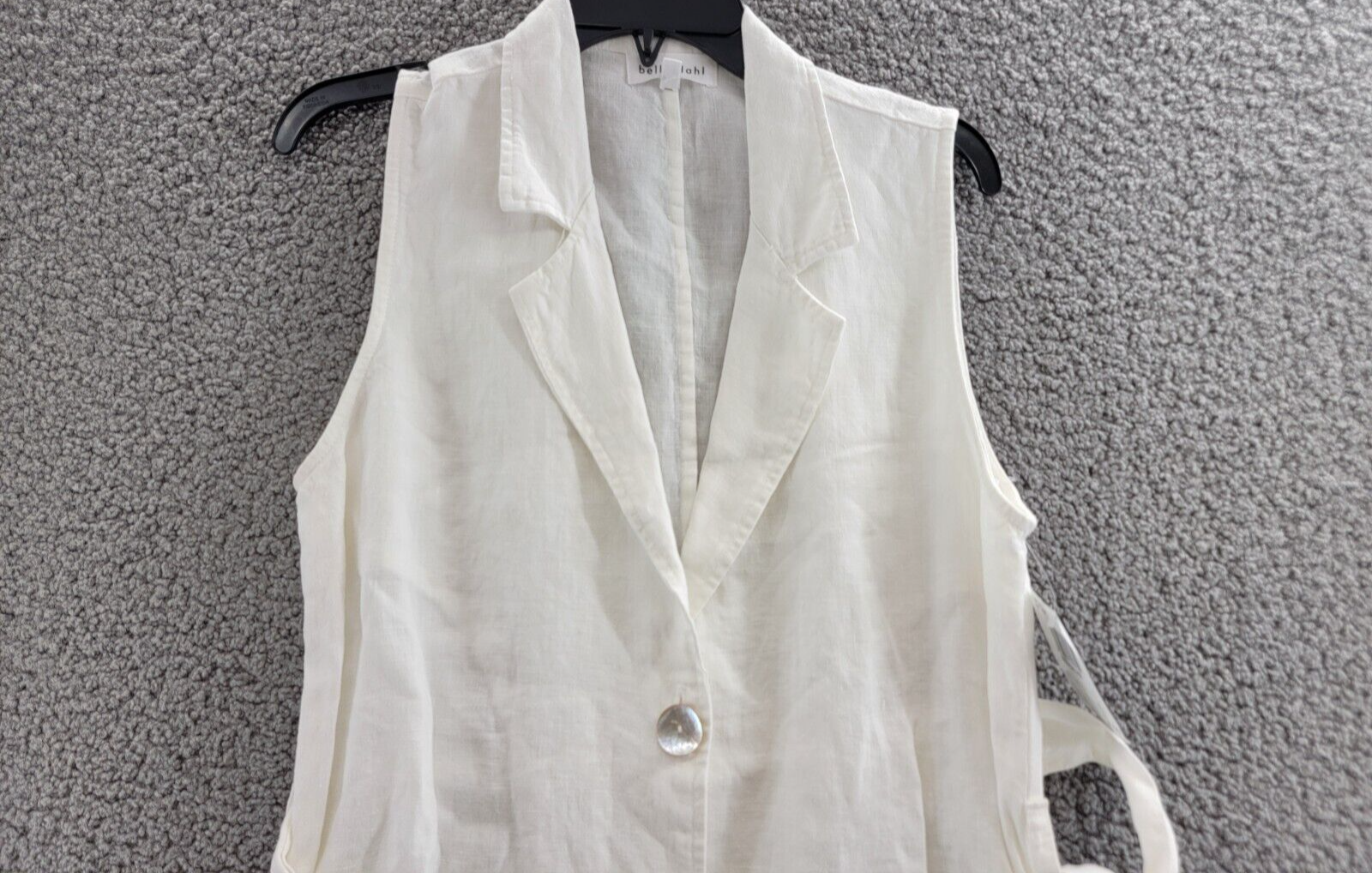 Bella Dahl Linen Belted Blazer Dress Women's M White Collated Button Closure - Picture 3 of 16