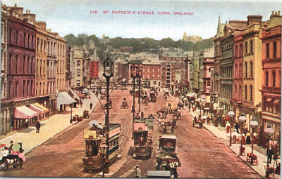 Cork Ireland St. Patrick Street Protestant Catholic Cathedral Vintage Postcard