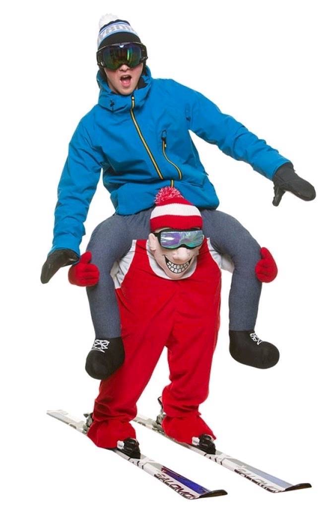 Ski Guy Winter Skier Shoulder Carry Me Ride On Piggy Back Fancy Dress
