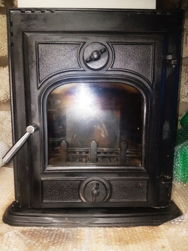 Wood burning stove insert, cast iron efficient clean burning