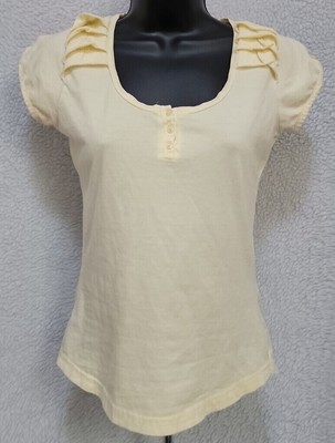 House Juniors Womens Shirt Top Blouse Size M Medium Yellow