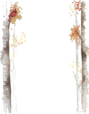 Fall Birch Stationery Paper - 80 Sheets Autumn Letterhead