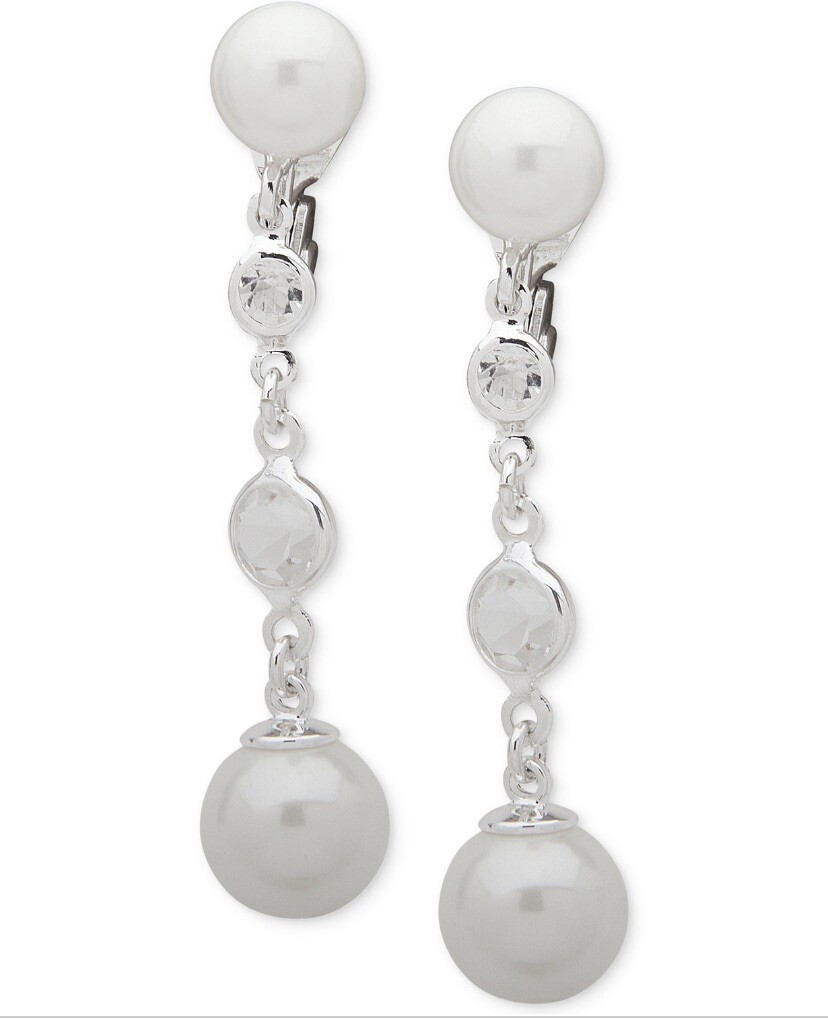 $38 Lauren Ralph lauren silver tone faux pearl clip-on