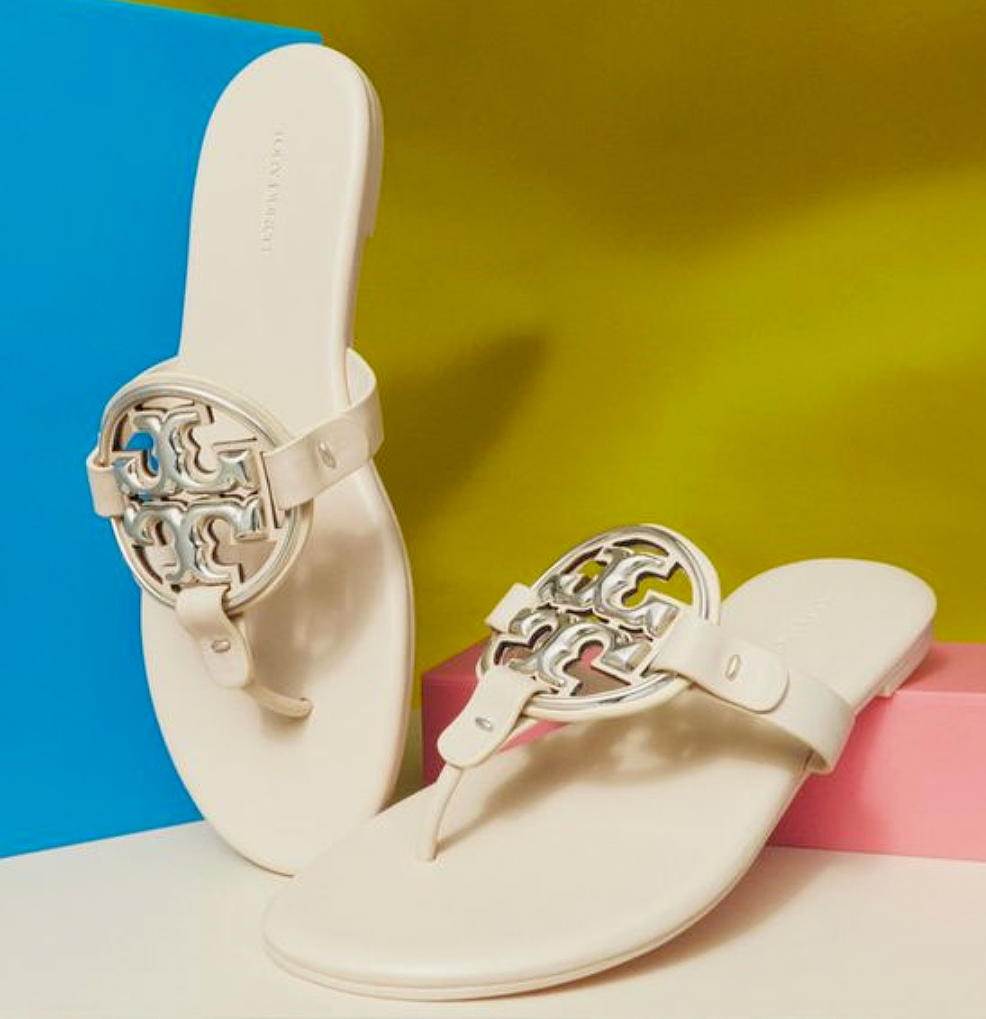 【TORY BURCH】Miller レザー サンダル メタリック / オレンジ TORY BURCH】Miller レザー サンダル メタリック / オレンジ
