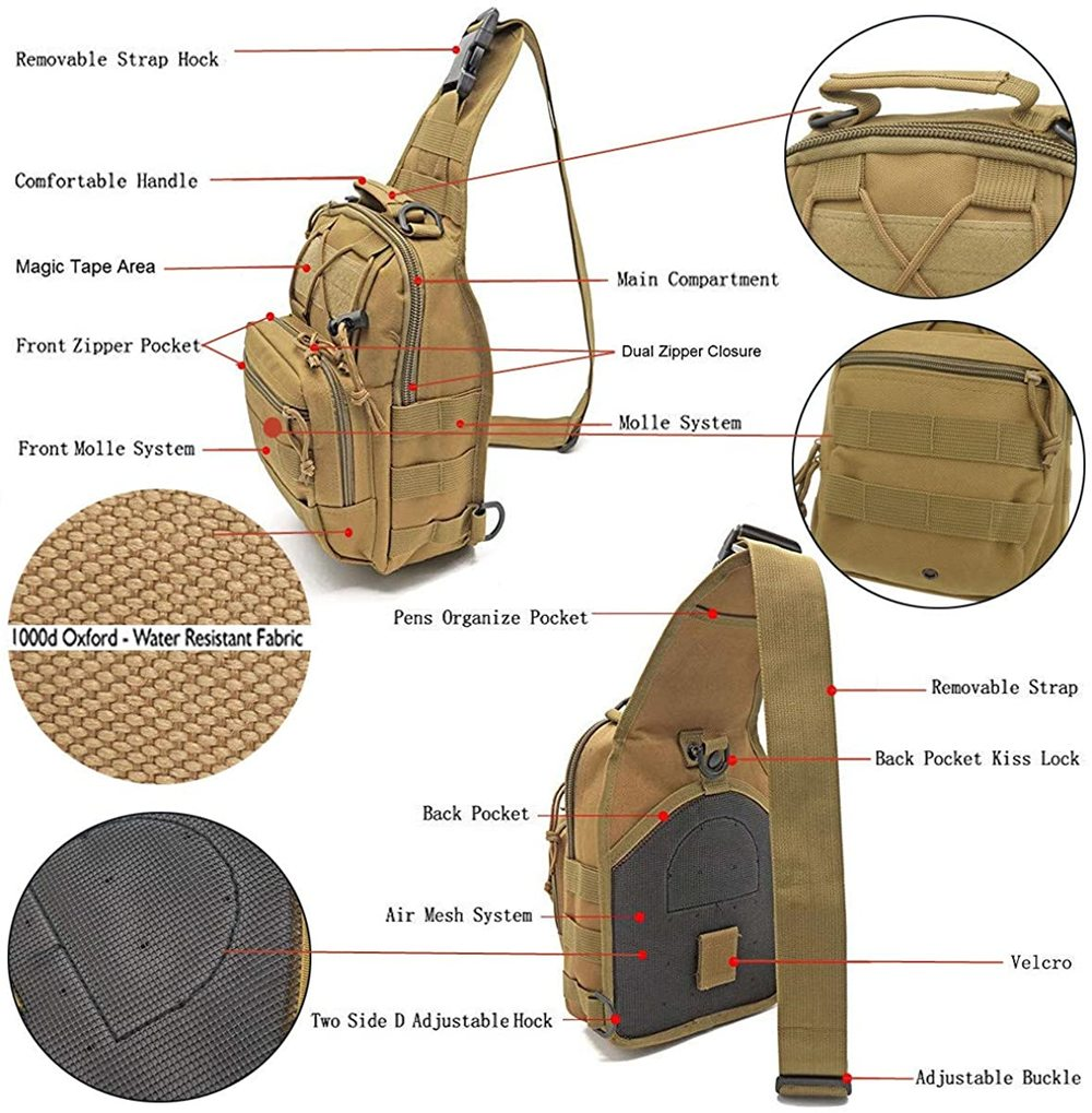 Tactical Sling Bag Pack Small EDC Molle Assault Military Army Shoulder Backpack