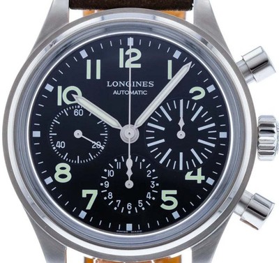 Pre-owned Longines Avigation Big Eye Black Dial Brown Leather Mens Watch 41 L2.816.4.53.2