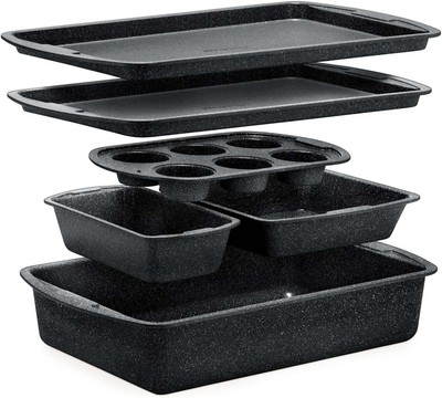 Bakken Swiss - Bakeware Set   6 Piece   Stackable Deluxe Non-Stick Baking Pans