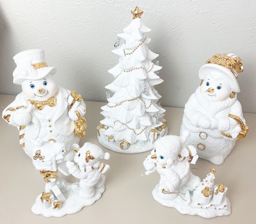 Snow Man「Grandeur」 VTG Grandeur Noel Porcelain Snowman Family-5 Piece Set