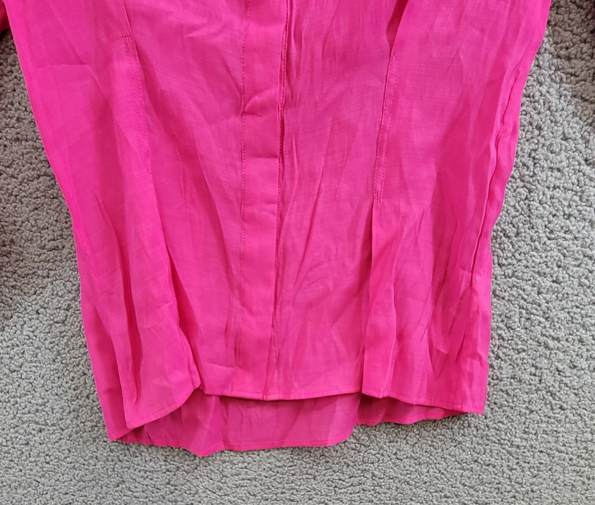 Gracia Faux Peal Trim Collar Top Women's S Fuchsia Button Front Placket L/S - Picture 4 of 14