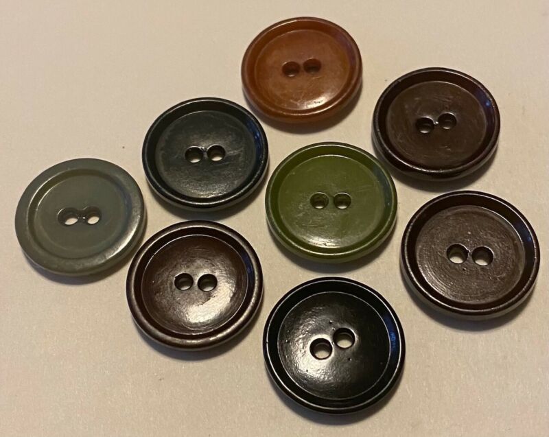 Vegetable ivory tagua nut buttons lot of 8 black brown green art deco vintage