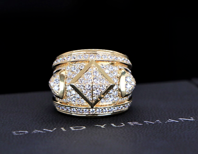 12 500 David Yurman 18K Yellow Gold Pave Diamond Modern Renaissance Ring Band