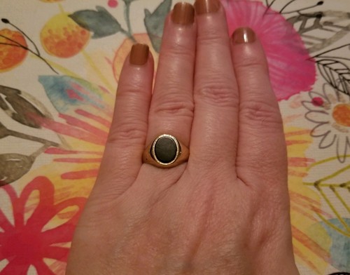 Antique Victorian 9KT 375 Black Onyx European Mourning Ring SZ 7.25