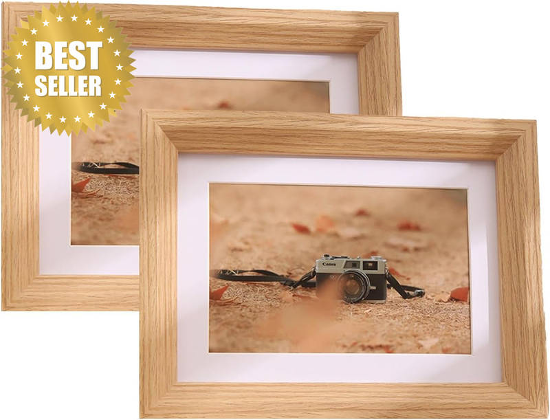 7 Inch Solid Wood Picture Frame - Premium Log Color Tabletop & Wall Display for 