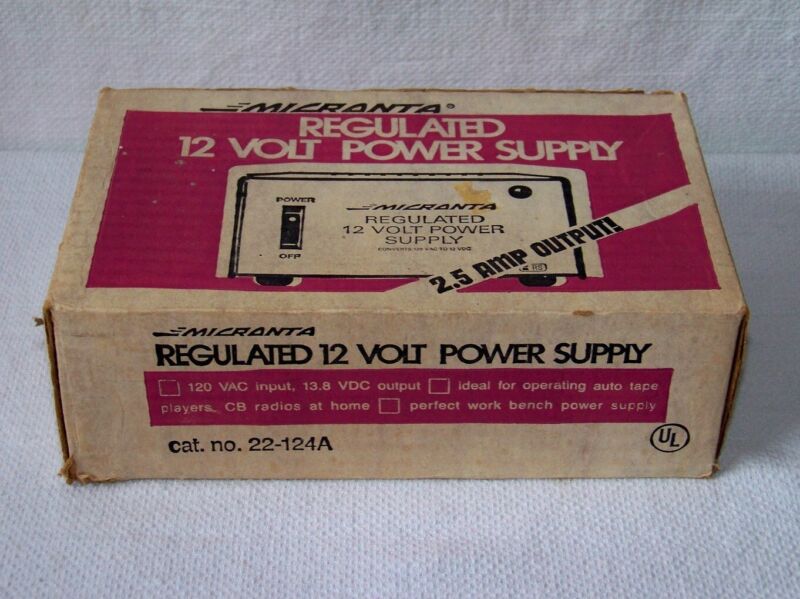 Vtg Radio Shack MICRONTA Cat.No.22-124A Regulated 12-Volt Power Supply w/Box USA