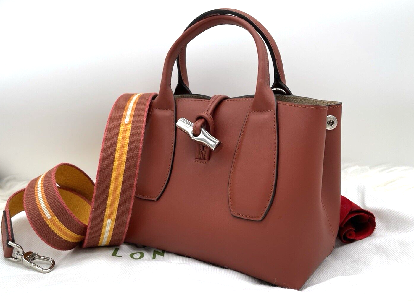 AUTH NWOT Longchamp Roseau Box Small Leather Top Handles