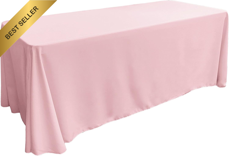 Polyester Poplin Rectangular Tablecloth, 90 by 132-Inch, Pink Light