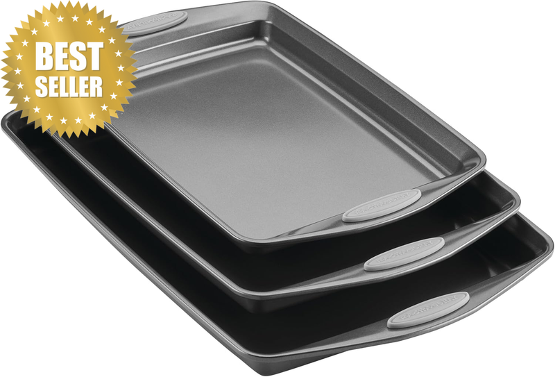 Nonstick Bakeware Set with Grips, Nonstick Cookie Sheets/Baking Sheets - 3 Piece