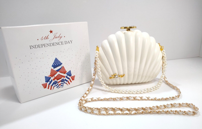 Chanel Clam Shell 2way Chain Hand Bag Crossbody Clutch VIP Airline Independence
