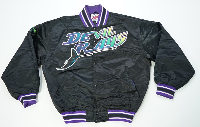 Rare Vintage STARTER Tampa Bay Devil Rays Diamond Collection Satin Jacket 90s XL