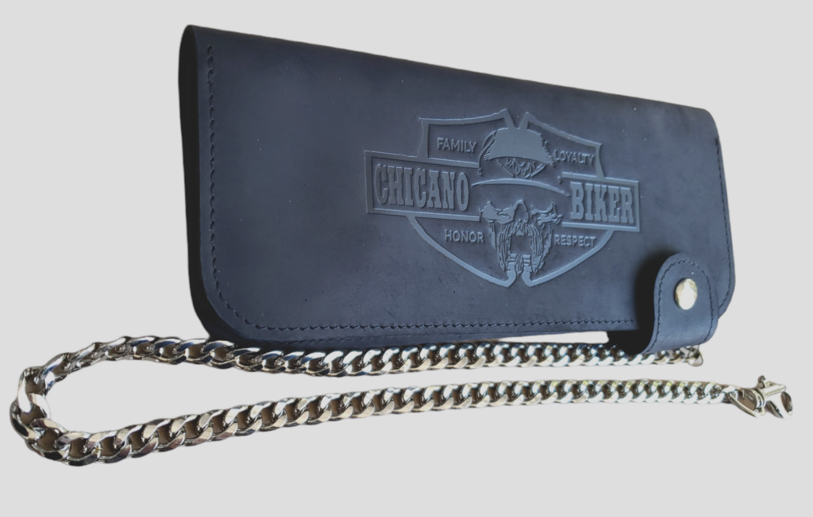 Custom Premium Men's Chain Leather Wallet Chicano Biker