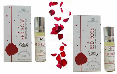  Red Rose Al Rehab 6ml  Best Seller Perfume/oil/Attar Oud Rose, musky 2 PACK