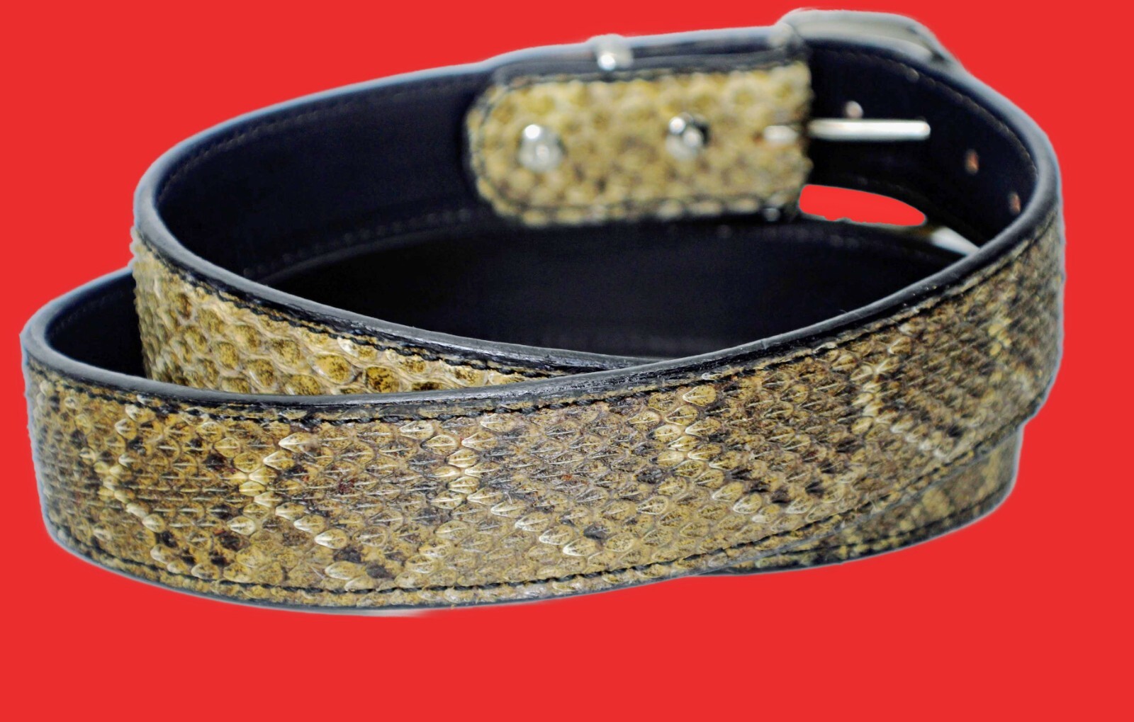 Pre-owned Handmade Mens Leather Belts Custom  Rattle Snake Belt With Silver Color Buckle