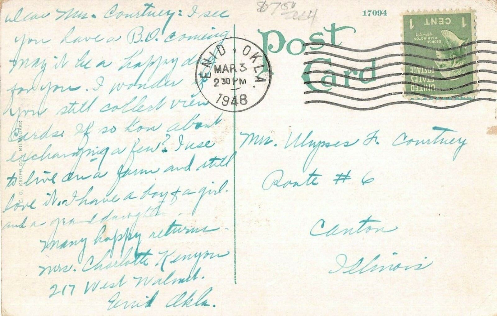 1920's? First Baptist Church Enid OK post card