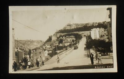 RPPC 1948 Street View showing Castle Old Car Truck Ankara Turkey