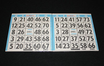 BINGO PAPER Cards Sheets 1 on singles Blue Border EZ Read - 200 sheets
