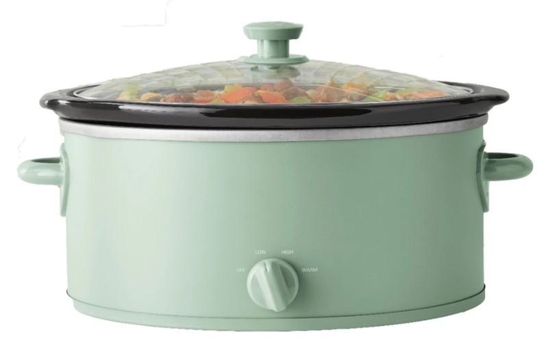 6 Quart Oval Slow Cooker, Green Sage Color, Glass Lid, Model # MS8400778514-08