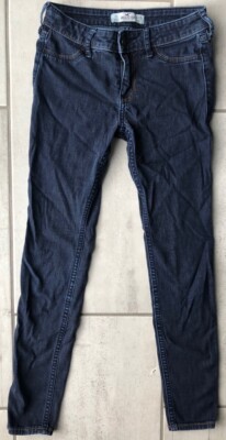 Hollister Womens Slim Skinny Jeans Blue Dark Wash Stretch Pockets Denim 0S