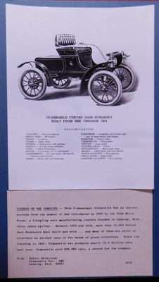1900-4 Oldsmobile Curved Dash Runabout 8x10 Photo Oldsmobile PR Lansing MI blk6