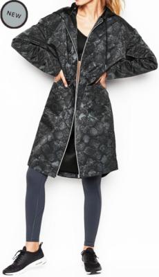 Pre-owned Victoria's Secret Fashion Show Sport Black Grey Snake Hooded Jacket Rain Coat Xs In Black &amp; Grey Print