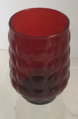 Anchor Hocking Royal Ruby Raised Rich Red Bubble Glass Cup Bumps