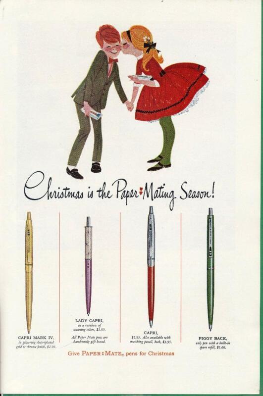 Magazine Ad - 1957 - Papermate Pens - Christmas