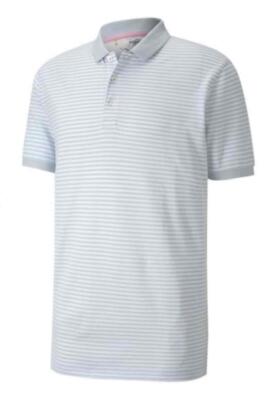 ''NEW'' MEN'S PUMA ARNOLD PALMER STRIPE GOLF POLO HALOGEN BLUE  SIZE M #597301 01
